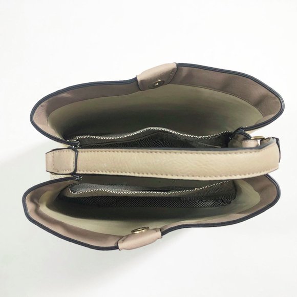 Jen & Co Tati Satchel Cross Body Bag Vegan Leather Beige Woven Pattern - Picture 4 of 9